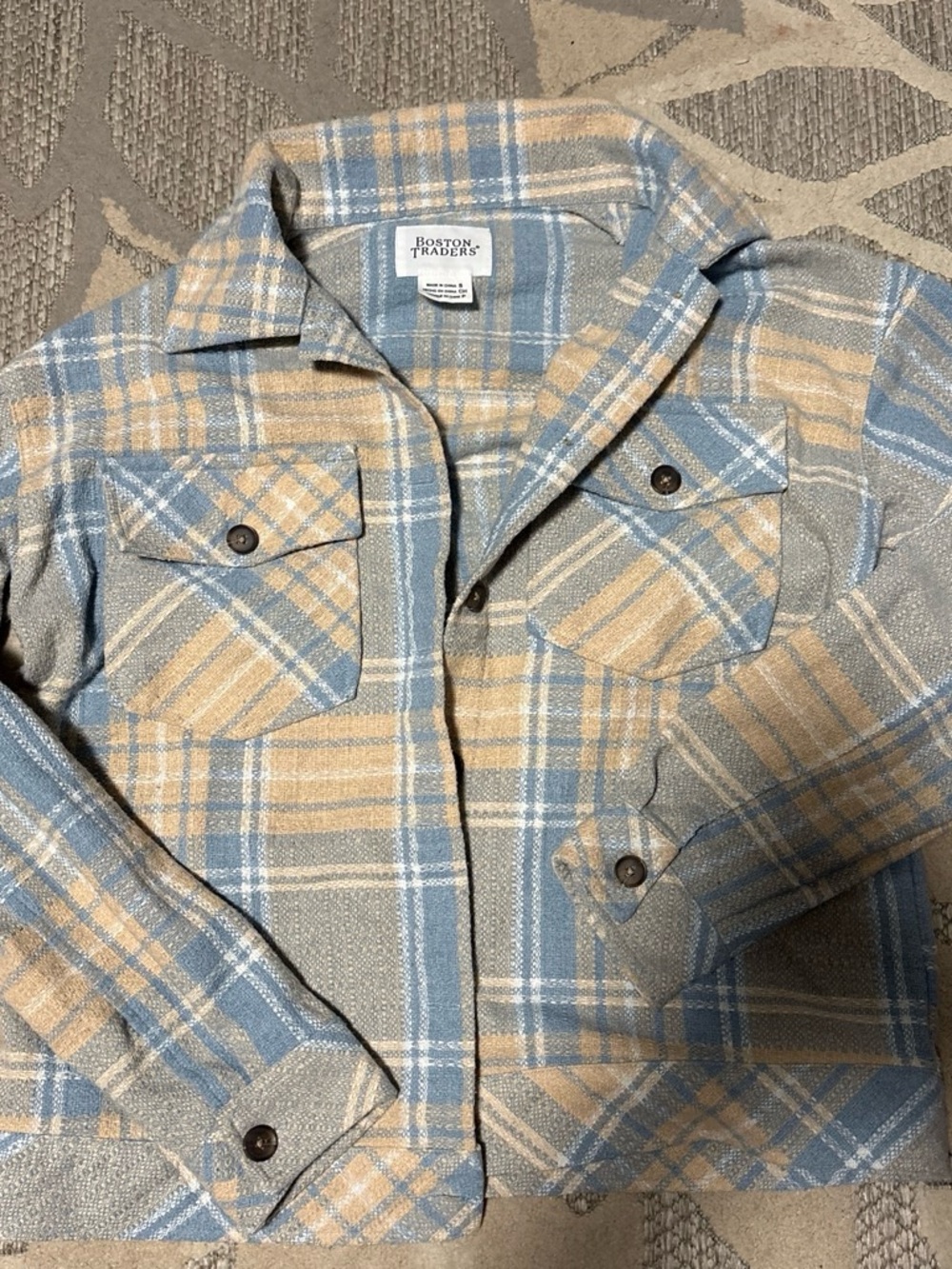 Boston Traders Blue and Tan Plaid Women's Jacket